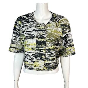 HUGO Hugo Boss Blazer Jacket Womens Size 10 Abstract Print Cropped Suit Artsy